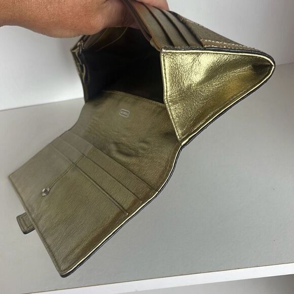 Coach Signature Patchwork Wallet Khaki Gold - Picture 11 of 13